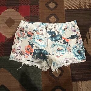 Free People Floral Jean Shorts